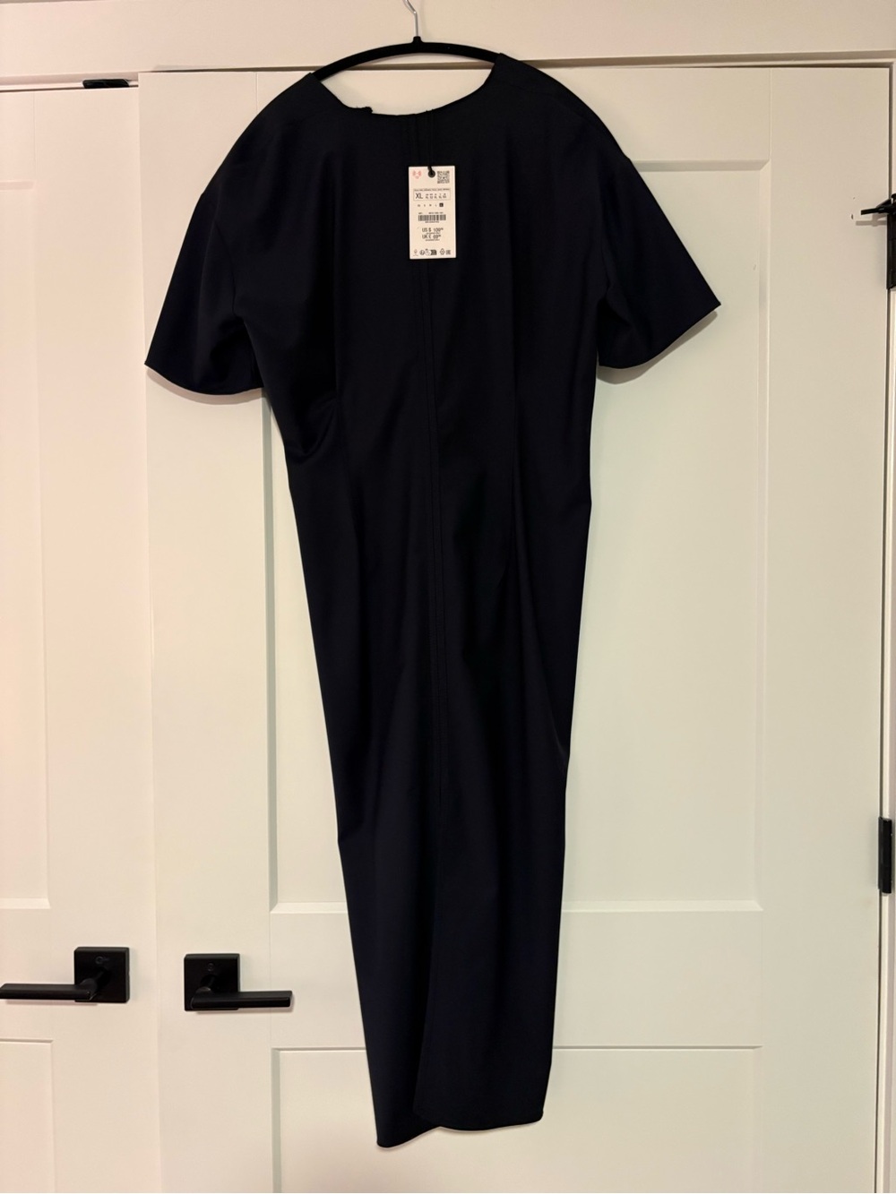 NWT Zara ZW Collection Wool-Blend Draped Navy Darted Dress size XL. - Picture 2 of 7